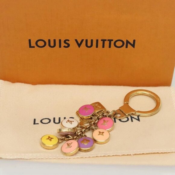 LOUIS VUITTON Monogram Porte Cles Pastille Key Holder Gold - Picture 2 of 14